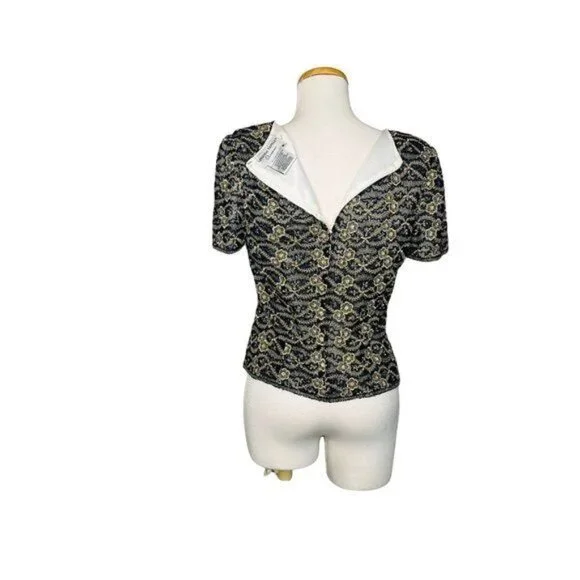 Vintage Adrianna Papell Occasions womens Hand Beaded Sequined Silk Top Sz 8 - Picture 8 of 10